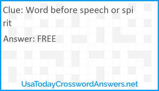 Word before speech or spirit Answer