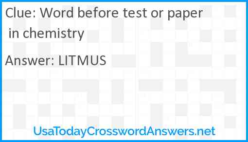 Word before test or paper in chemistry Answer