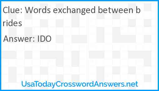 Words exchanged between brides Answer