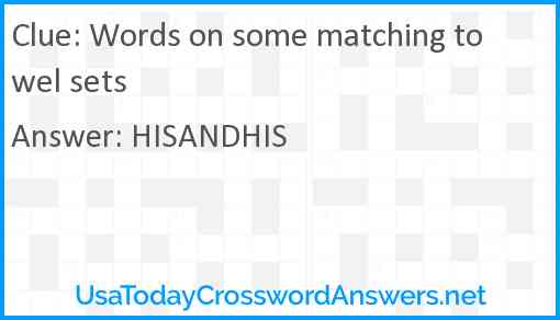 Words on some matching towel sets Answer