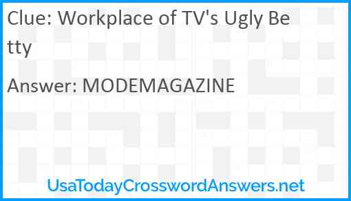 Workplace of TV's Ugly Betty Answer