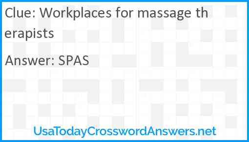 Workplaces for massage therapists Answer