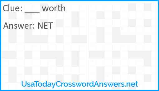 ___ worth Answer