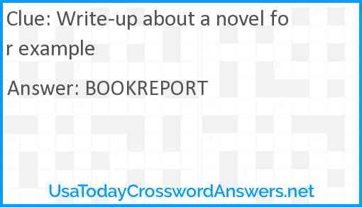 Write-up about a novel for example Answer