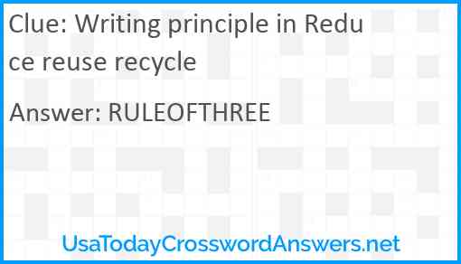 Writing principle in Reduce reuse recycle Answer