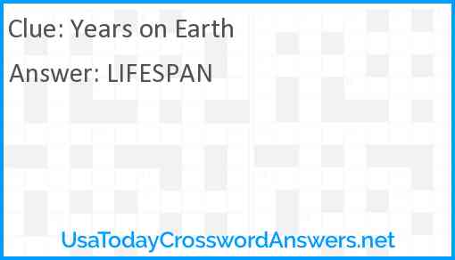 Years on Earth Answer