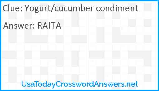 Yogurt/cucumber condiment Answer