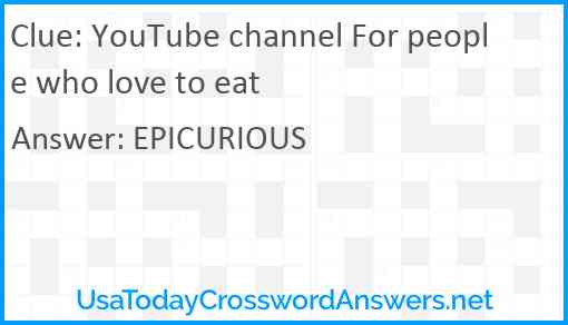 YouTube channel For people who love to eat Answer