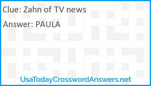 Zahn of TV news Answer