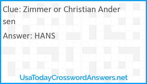 Zimmer or Christian Andersen Answer