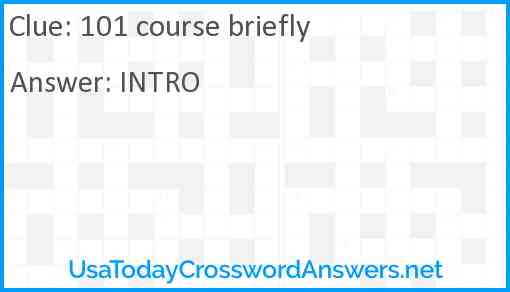 101 course briefly Answer