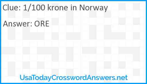 1/100 krone in Norway Answer
