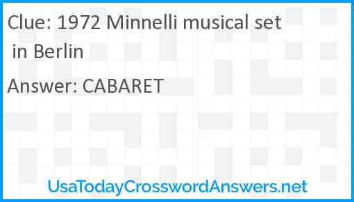 1972 Minnelli musical set in Berlin Answer