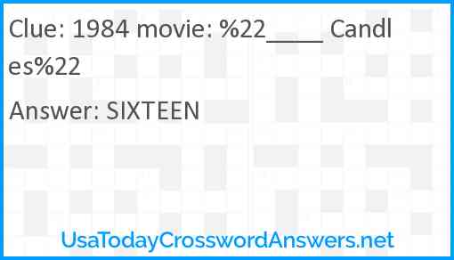 1984 movie: %22____ Candles%22 Answer