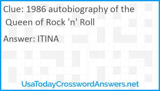 1986 autobiography of the Queen of Rock 'n' Roll Answer