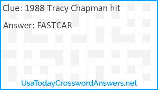 1988 Tracy Chapman hit Answer