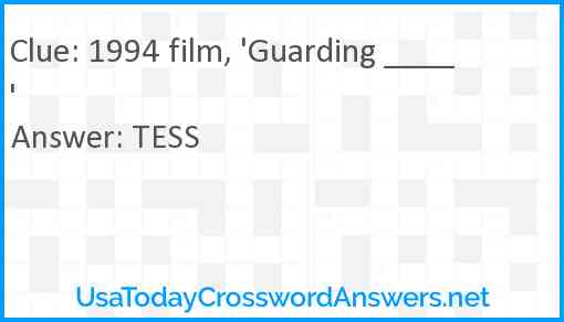 1994 film, 'Guarding ____' Answer