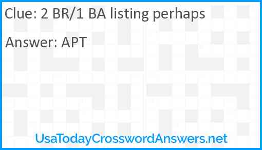 2 BR/1 BA listing perhaps Answer