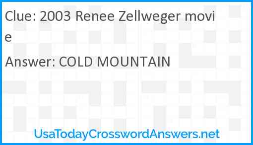 2003 Renee Zellweger movie Answer