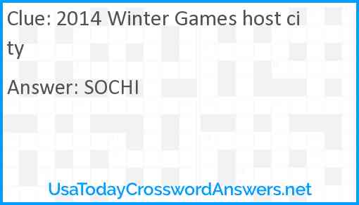2014 Winter Games host city Answer