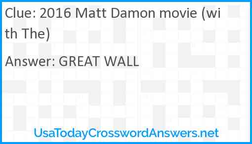 2016 Matt Damon movie (with The) Answer
