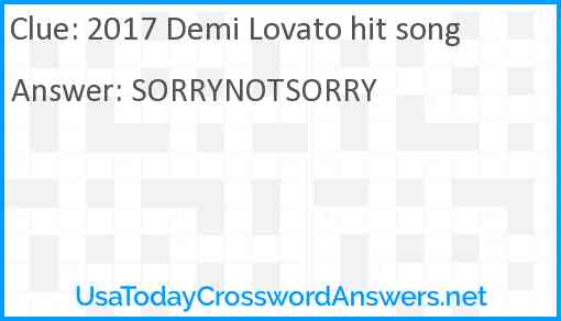 2017 Demi Lovato hit song Answer