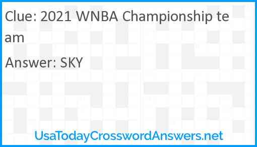 2021 WNBA Championship team Answer