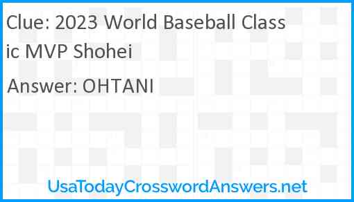 2023 World Baseball Classic MVP Shohei Answer
