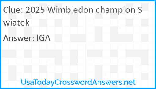 2025 Wimbledon champion Swiatek Answer