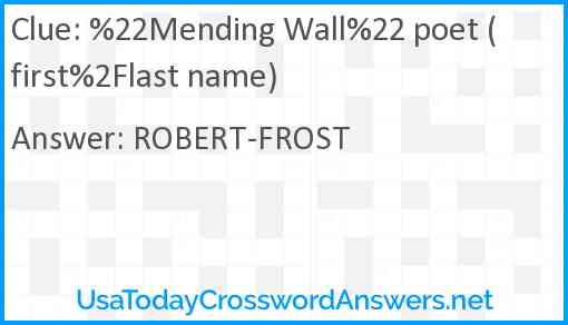 %22Mending Wall%22 poet (first%2Flast name) Answer