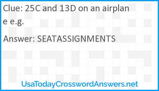 25C and 13D on an airplane e.g. Answer