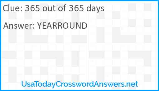 365 out of 365 days Answer