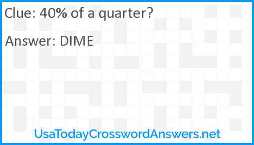 40% of a quarter? Answer