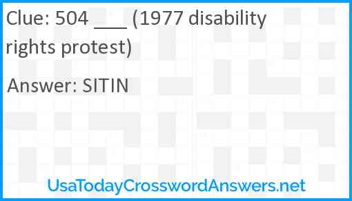 504 ___ (1977 disability rights protest) Answer