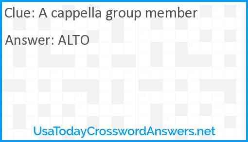 A cappella group member Answer