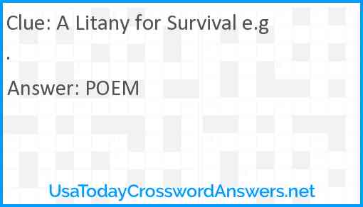 A Litany for Survival e.g. Answer