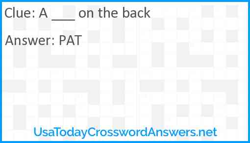 A ___ on the back Answer