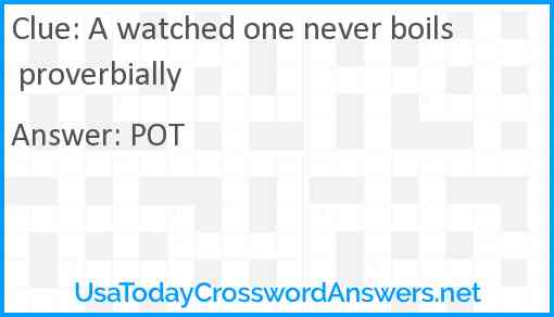 A watched one never boils proverbially Answer