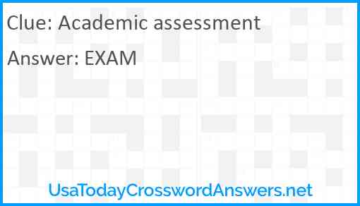 Academic assessment Answer