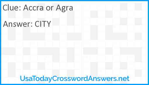 Accra or Agra Answer