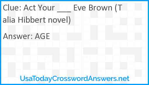 Act Your ___ Eve Brown (Talia Hibbert novel) Answer