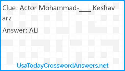Actor Mohammad-___ Keshavarz Answer