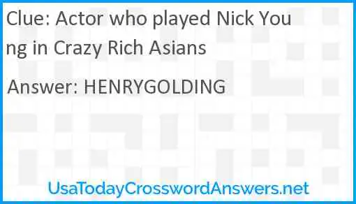 Actor who played Nick Young in Crazy Rich Asians Answer