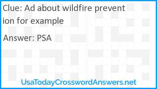 Ad about wildfire prevention for example Answer