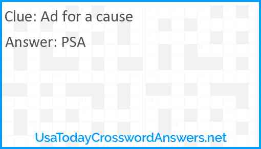 Ad for a cause Answer