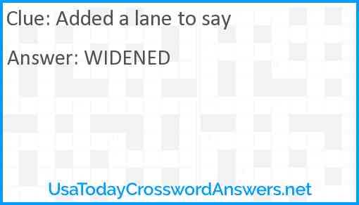 Added a lane to say Answer