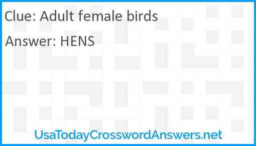 Adult female birds Answer