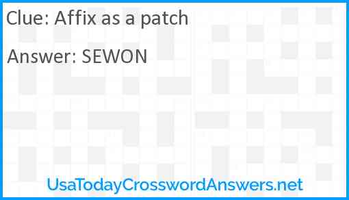 Affix as a patch Answer