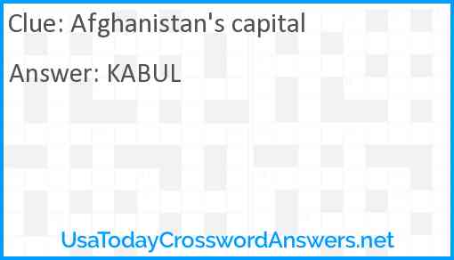 Afghanistan's capital Answer
