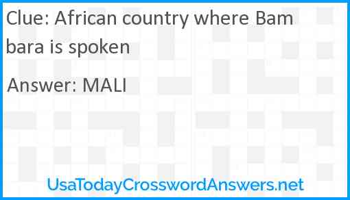 African country where Bambara is spoken Answer